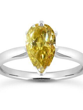 Pear Diamond Engagement Ring Brown Treated 14K White Gold SI1 1 CT Size 5.5US